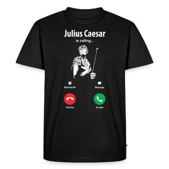 Jules César Rome Italie Empire romain - T-shirt Premium bio Homme - noir - Devant - Nico (187cm)