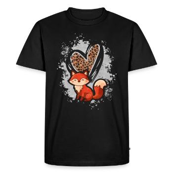 Fox Leopard Heart Gift - Men's Premium Organic T-Shirt - black - Front - Nico (187cm)