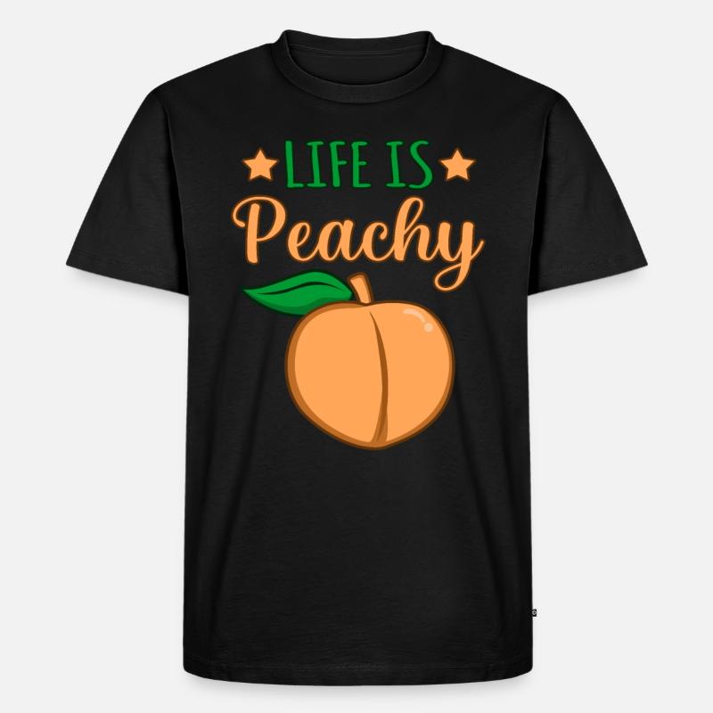 Pfirsich - Männer Premium Bio T-Shirt - Schwarz