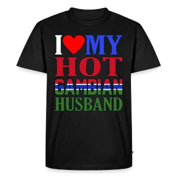 Gambia - Men's Premium Organic T-Shirt - black - Front - Nico (187cm)