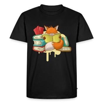 Fox Book Reading Books - Men's Premium Organic T-Shirt - black - Front - Nico (187cm)