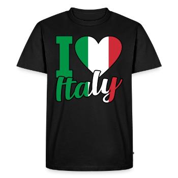Italian Italy Flag Italia - Men's Premium Organic T-Shirt - black - Front - Nico (187cm)