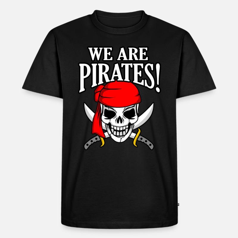Pirat - Männer Premium Bio T-Shirt - Schwarz