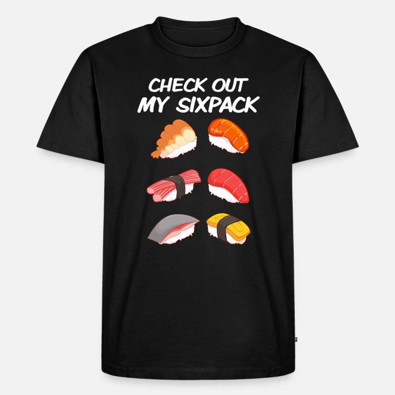 Sixpack Sushi - Männer Premium Bio T-Shirt - Schwarz