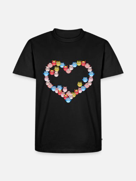 Bunte Herz-eule - Männer Premium Bio T-Shirt - Schwarz