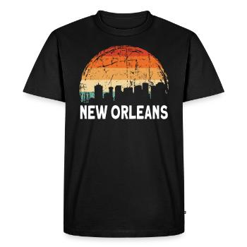 Coucher de soleil à la Nouvelle-Orléans - T-shirt Premium bio Homme - noir - Devant - Nico (187cm)