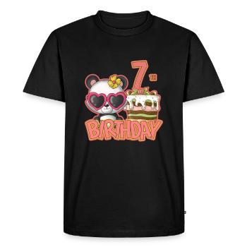 7ème anniversaire Girl Cake Panda - T-shirt Premium bio Homme - noir - Devant - Nico (187cm)