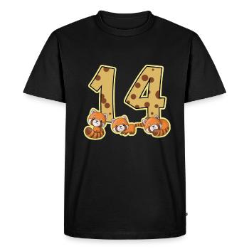 14 Anniversaire Panda Roux - T-shirt Premium bio Homme - noir - Devant - Nico (187cm)