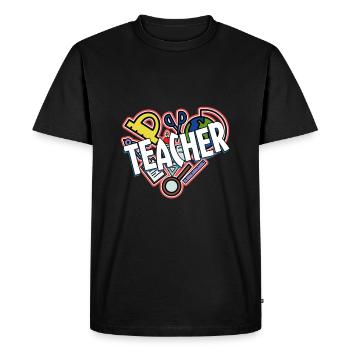 Teacher - Men's Premium Organic T-Shirt - black - Front - Nico (187cm)
