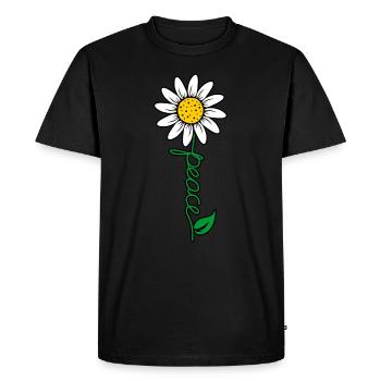 World Peace Freedom Flowers Gift - Men's Premium Organic T-Shirt - black - Front - Nico (187cm)