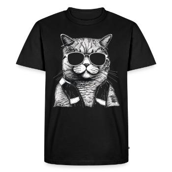 Chat britannique à poil court avec des lunettes de soleil - T-shirt Premium bio Homme - noir - Devant - Nico (187cm)