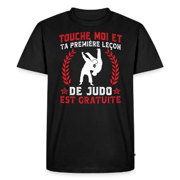 leçon de judo est gratuite - T-shirt Premium bio Homme - noir - Devant - Nico (187cm)