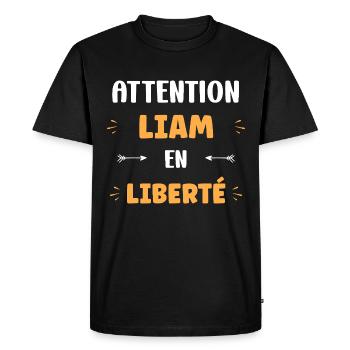 Liam - T-shirt Premium bio Homme - noir - Devant - Nico (187cm)