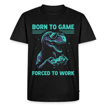 Né pour jouer Dino - T-shirt Premium bio Homme - noir - Devant - Nico (187cm)