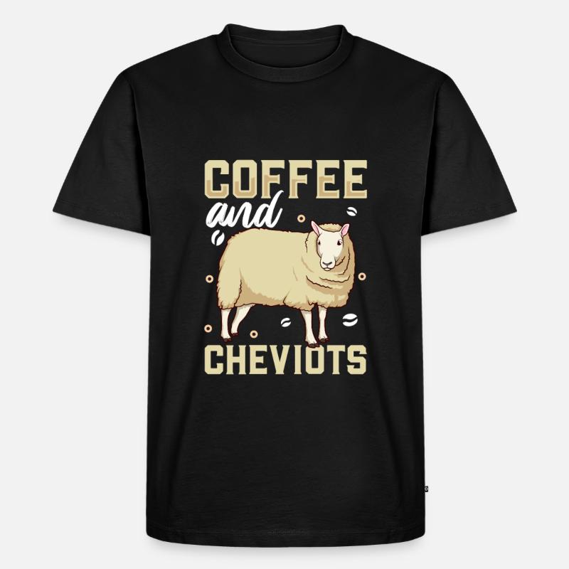 Kaffee und Cheviot-Schaf - Männer Premium Bio T-Shirt - Schwarz