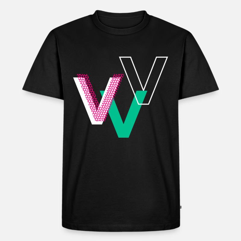 V Buchstabe - Männer Premium Bio T-Shirt - Schwarz