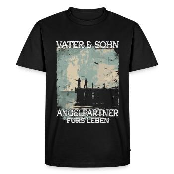 Père et fils en tant que partenaires de pêche - T-shirt Premium bio Homme - noir - Devant - Nico (187cm)