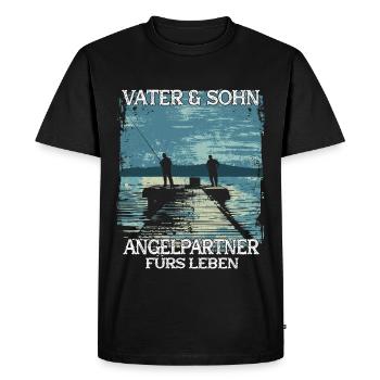 Père et fils en tant que partenaires de pêche - T-shirt Premium bio Homme - noir - Devant - Nico (187cm)