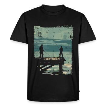 Père et fils en tant que partenaires de pêche - T-shirt Premium bio Homme - noir - Devant - Nico (187cm)
