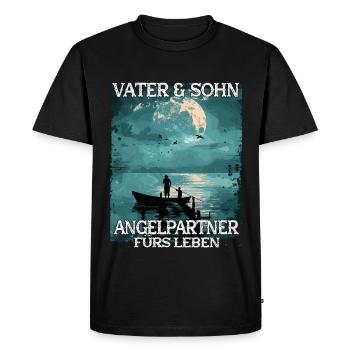 Père et fils en tant que partenaires de pêche - T-shirt Premium bio Homme - noir - Devant - Nico (187cm)
