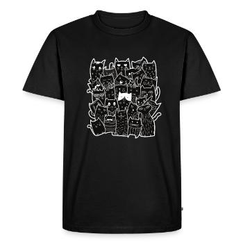 Cute Black Cats Pattern - T-shirt Premium bio Homme - noir - Devant - Nico (187cm)