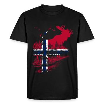 NORWAY MOOSE - Men's Premium Organic T-Shirt - black - Front - Nico (187cm)