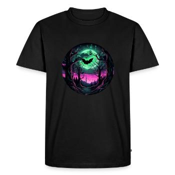 Chauves-souris Renards volants Halloween - T-shirt Premium bio Homme - noir - Devant - Nico (187cm)