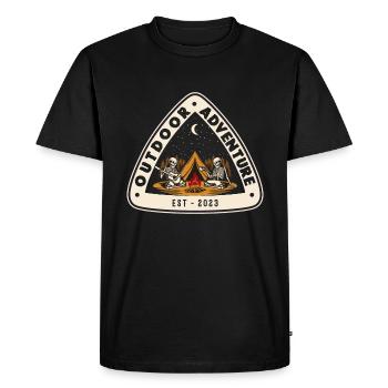 Tente de feu de camp de camping de camping-car d’aventure en plein air - T-shirt Premium bio Homme - noir - Devant - Nico (187cm)