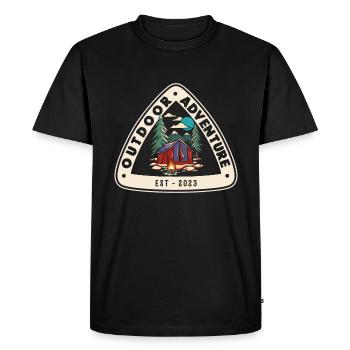 Tente de feu de camp de camping de camping-car d’aventure en plein air - T-shirt Premium bio Homme - noir - Devant - Nico (187cm)