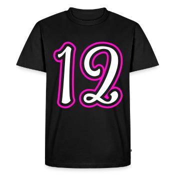 12 Number number - Men's Premium Organic T-Shirt - black - Front - Nico (187cm)