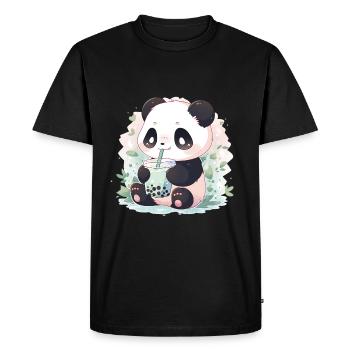 Kawaii panda bubble tea boba tea - Men's Premium Organic T-Shirt - black - Front - Nico (187cm)