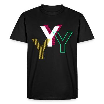 Lettre Y - T-shirt Premium bio Homme - noir - Devant - Nico (187cm)