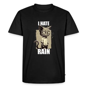 Grummelige Katze, T-Shirt Desing, Cartoonstyle, - Männer Premium Bio T-Shirt - Schwarz - Vorne - Nico (187cm)