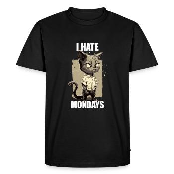 Grummelige Katze, T-Shirt Desing, Cartoonstyle, - Männer Premium Bio T-Shirt - Schwarz - Vorne - Nico (187cm)