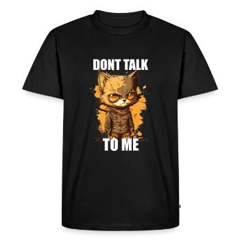 Grummelige Katze, T-Shirt Desing, Cartoonstyle, - Männer Premium Bio T-Shirt - Schwarz - Vorne - Nico (187cm)