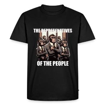 Affen, politik cartoon T-Shirt desing, - Männer Premium Bio T-Shirt - Schwarz - Vorne - Nico (187cm)