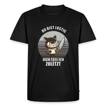 Lustiges Katzen T-Shirt Desing. Geschenkidee - Männer Premium Bio T-Shirt - Schwarz - Vorne - Nico (187cm)