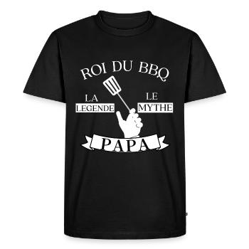 PAPA Roi du bbq , la légende - T-shirt Premium bio Homme - noir - Devant - Nico (187cm)
