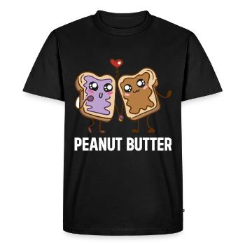 L’amour amoureux du beurre de cacahuète - T-shirt Premium bio Homme - noir - Devant - Nico (187cm)