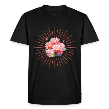 Yoga with rays of energy - Men's Premium Organic T-Shirt - black - Front - Nico (187cm)