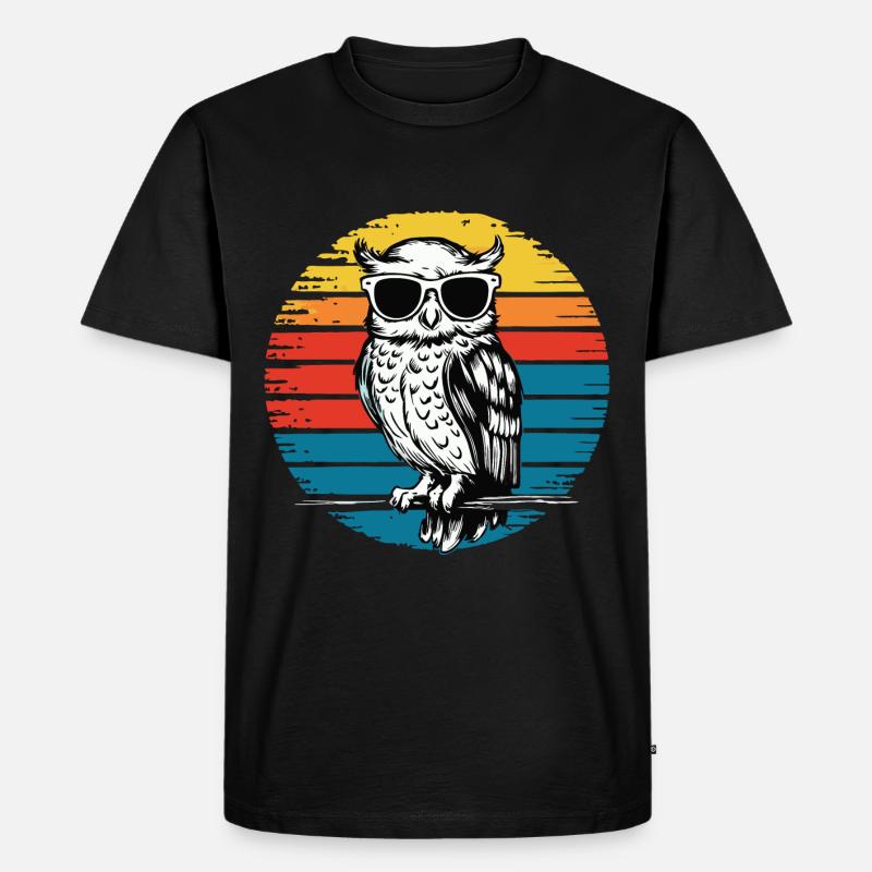 Nachteule Eule Eulen Vogel - Männer Premium Bio T-Shirt - Schwarz