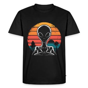 Alien UFO Aliens Außerirdischer - Men's Premium Organic T-Shirt - black - Front - Nico (187cm)