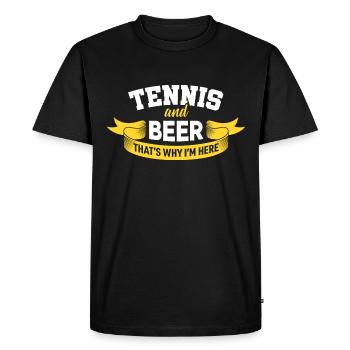 TENNIS ET BIÈRE - C'EST POURQUOI JE SUIS ICI - T-shirt Premium bio Homme - noir - Devant - Nico (187cm)