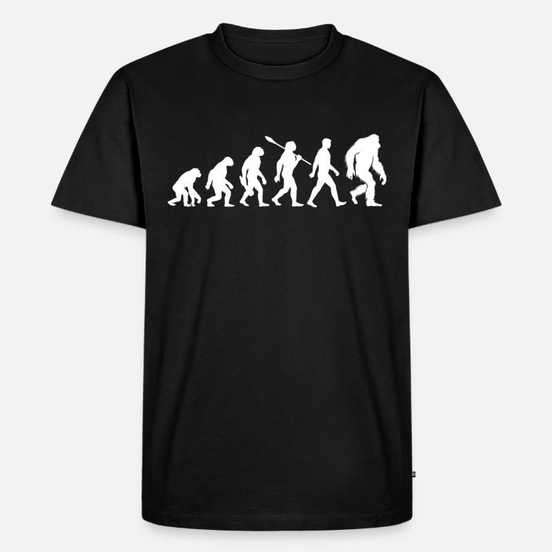 Evolution - Bigfoot - Yeti - Männer Premium Bio T-Shirt - Schwarz