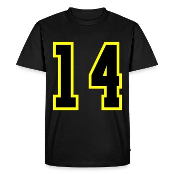 14 Number Leotard - Men's Premium Organic T-Shirt - black - Front - Nico (187cm)