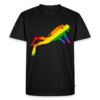 Plongeur arc-en-ciel - T-shirt Premium bio Homme - noir - Devant - Nico (187cm)