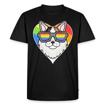 LGBT Cat Turkish Van Rainbow - Men's Premium Organic T-Shirt - black - Front - Nico (187cm)