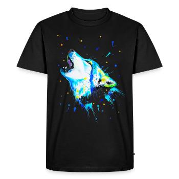 Blue howling wolf - Men's Premium Organic T-Shirt - black - Front - Nico (187cm)