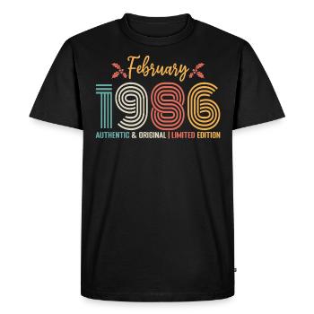 Février 1986 anniversaire Février 1986 rétro - T-shirt Premium bio Homme - noir - Devant - Nico (187cm)