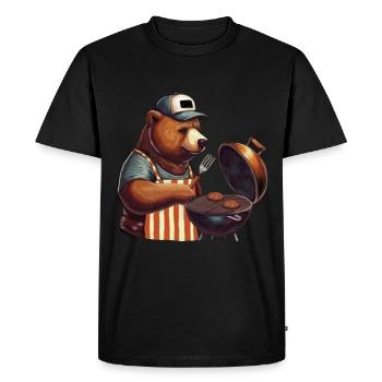 Grillfather - Grill Bear, for all grill masters - Men's Premium Organic T-Shirt - black - Front - Nico (187cm)